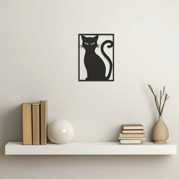 LaModaHome Modern Metal Wall Art, Cat Silhouette Decor, Contemporary Feline Metalwork, Home Accent,Kitty Figurine, Chic Pet Artwork,Unique Wall HangingHome Decoration Gift -31.5"x40.9"/80x104cm