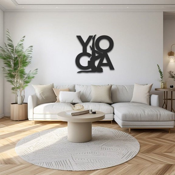 LaModaHome Modern Yoga Metal Wall Art, Zen Decor, Meditation Room Hanging Sculpture,Om Symbol Home Decoration,Yoga Studio Artwork,Unique Spiritual GiftHome Decoration Gift -7.9"x7.9"/20x20cm