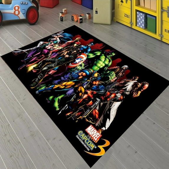 LaModaHome Non-Slip Rug Child ren's Heroes Area Rug Washable Mat Child Stain Resistant Living Room Kitchen Carpet - Size: 9,2X5,9ft(280X180cm)