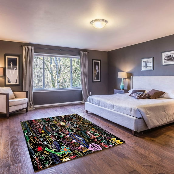 LaModaHome Non-Slip Rug Keith Haring Dancing Print: Non-Slip Living Room Rug Washable Mat Child Stain Resistant Living Room Kitchen Carpet - Size: 3X2ft(90X60cm)