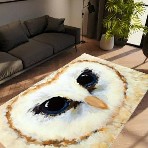 LaModaHome Non-Slip Rug Owl Carpet: Custom Personalized Owl Design Area Rug Washable Mat Child Stain Resistant Living Room Kitchen Carpet - Size: 4,6X6,6ft(140X200cm)