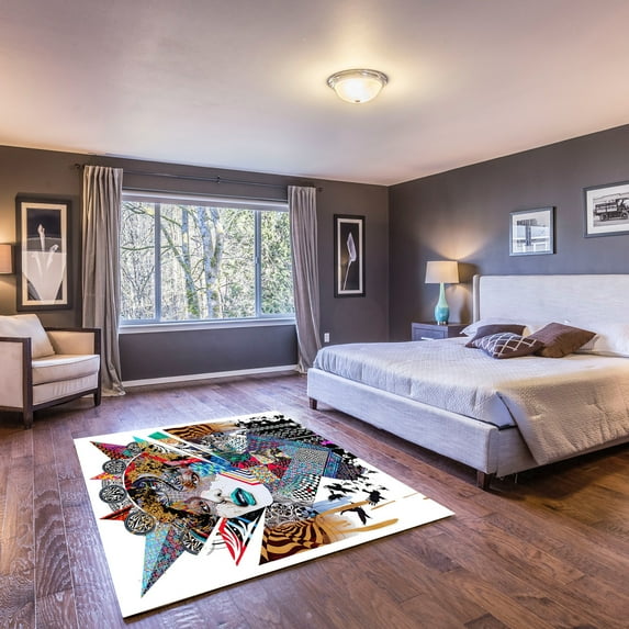 LaModaHome Non-Slip Rug Pop Art Design Rug: Modern Graffiti-Inspired Carpet Washable Mat Child Stain Resistant Living Room Kitchen Carpet - Size: 9,2X5,9ft(280X180cm)