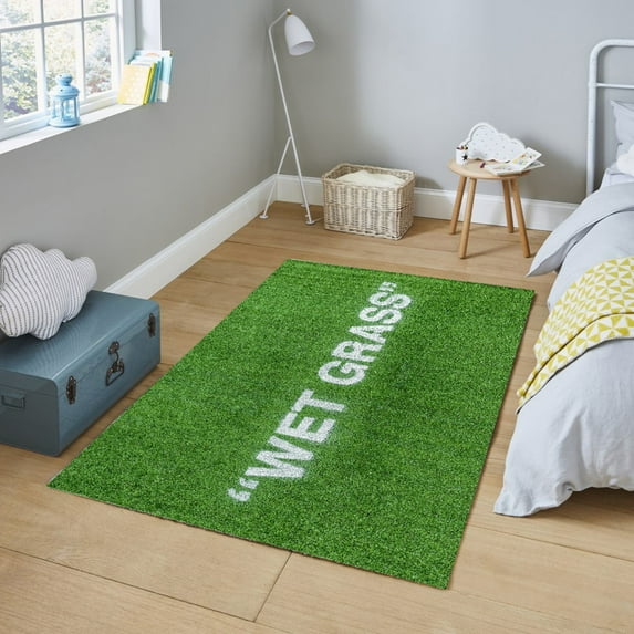 LaModaHome Non-Slip Rug Wet Grass Rug Washable Mat Child Stain Resistant Living Room Kitchen Carpet - Size: 2X3,3ft(60X100cm)