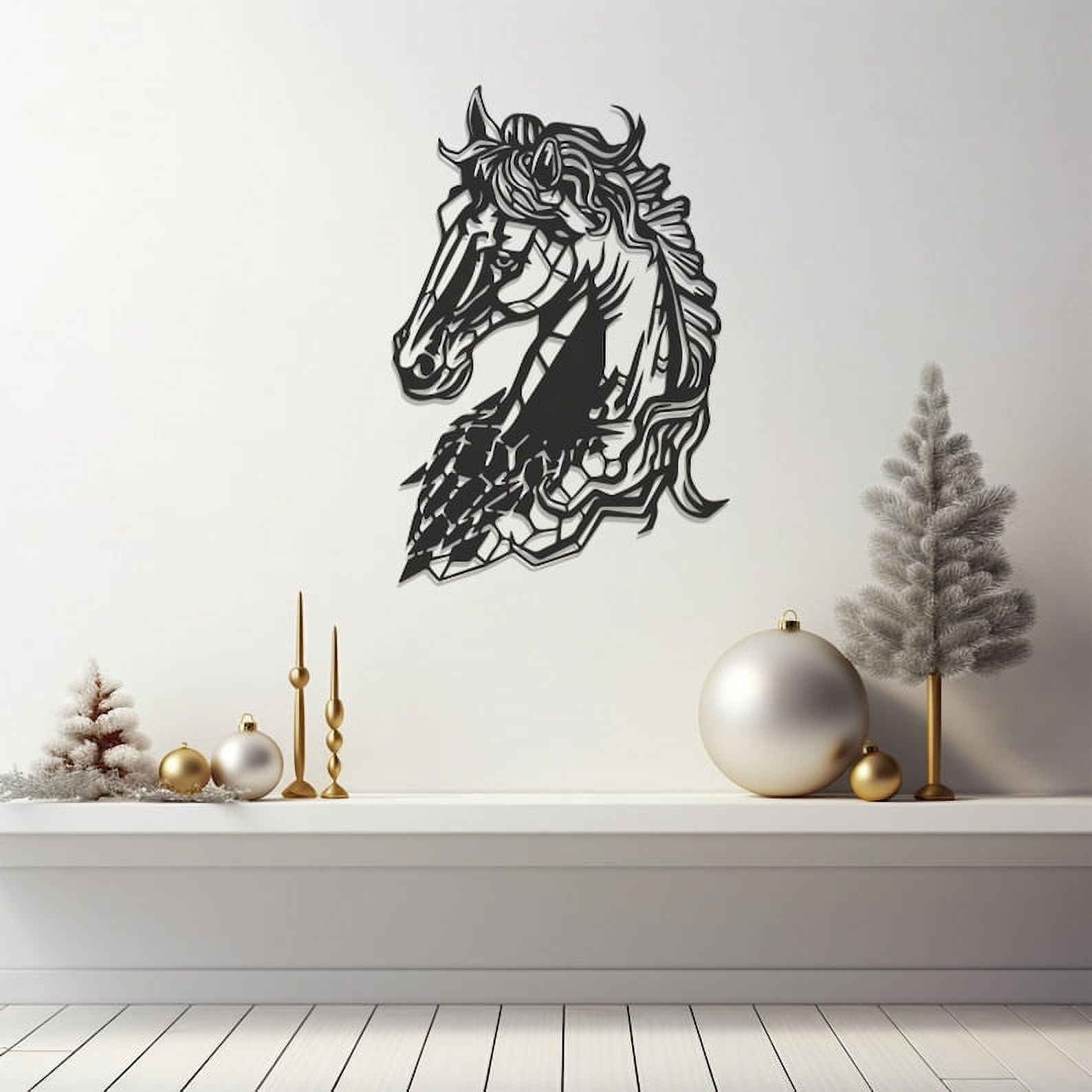 LaModaHome Rustic Horse Wall Art, Metal Equine Decor, Farmhouse Style