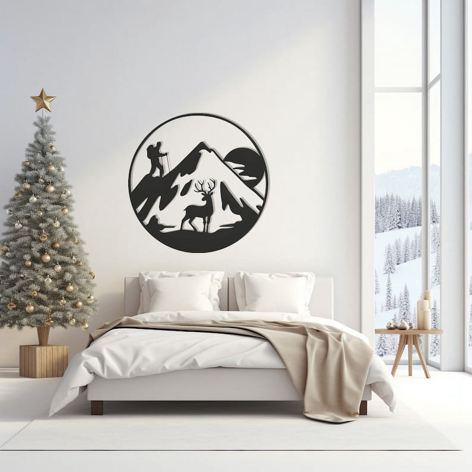 LaModaHome Rustic Mountain Scene Metal Wall Art, Outdoor Nature ...