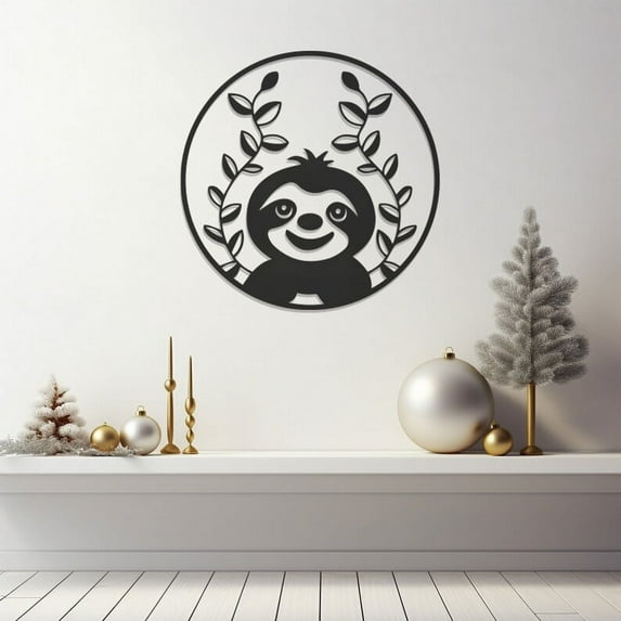 LaModaHome Sloth Metal Wall Art, Hanging Sloth Decor, Sloth Lover Gift, Unique Home Accent, Contemporary Animal Wall Sculpture, Nature Inspired ArtworkHome Decoration Gift -19.7"x19.7"/50x50cm