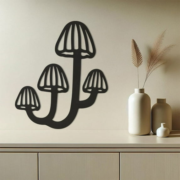 LaModaHome Whimsical Metal Wall Art, Mushroom Forest Scene, Rustic Home Decor, Handcrafted Steel Fungi Artwork, Elegant Nature-Inspired Indoor AccentHome Decoration Gift -27.6"x33.1"/70x84cm