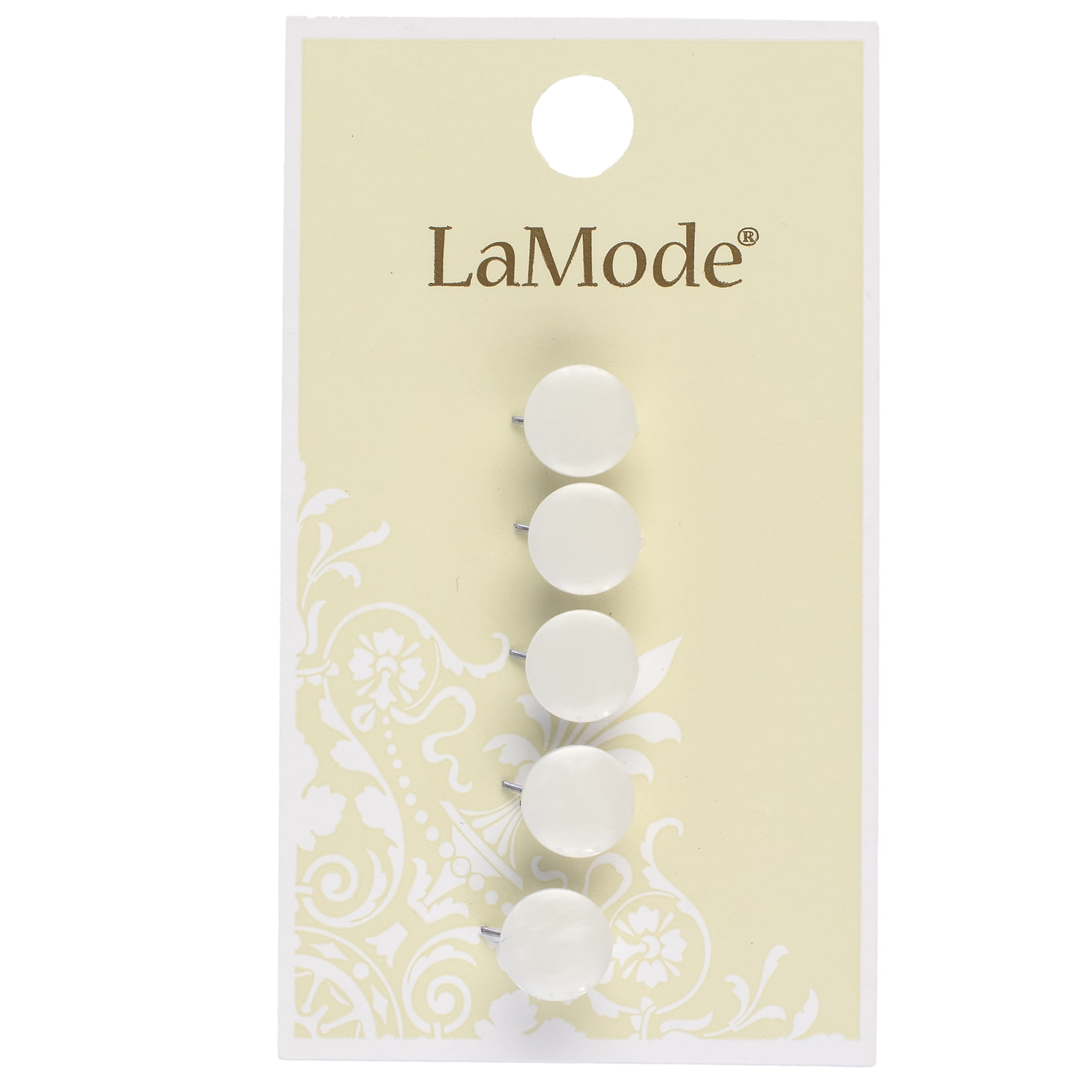 LaMode White Pearlized Shank Buttons, 5 Pieces, 3/8"