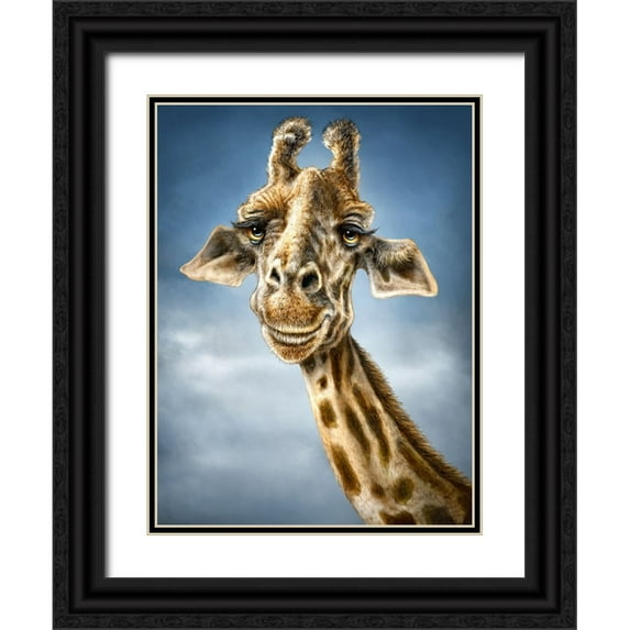 LaMontagne, Patrick 15x18 Black Ornate Wood Framed with Double Matting Museum Art Print Titled - Giraffe Totem