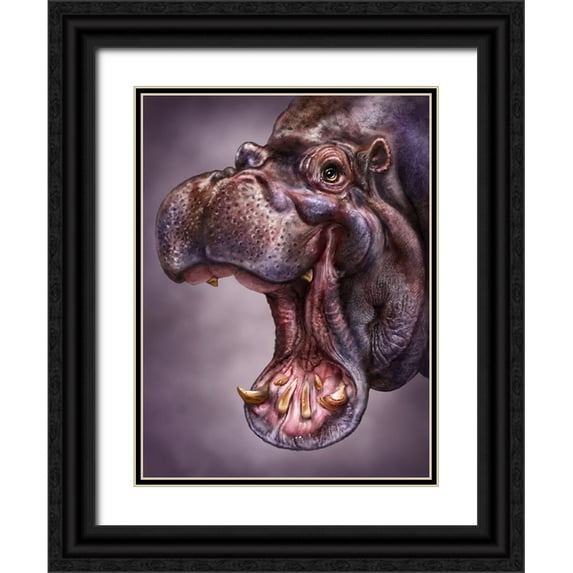 LaMontagne, Patrick 15x18 Black Ornate Wood Framed with Double Matting Museum Art Print Titled - Hippo Totem