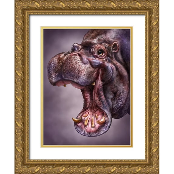 LaMontagne, Patrick 15x18 Gold Ornate Wood Framed with Double Matting Museum Art Print Titled - Hippo Totem