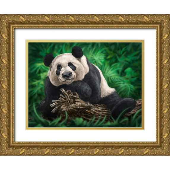 LaMontagne, Patrick 24x19 Gold Ornate Wood Framed with Double Matting Museum Art Print Titled - Peaceful Panda
