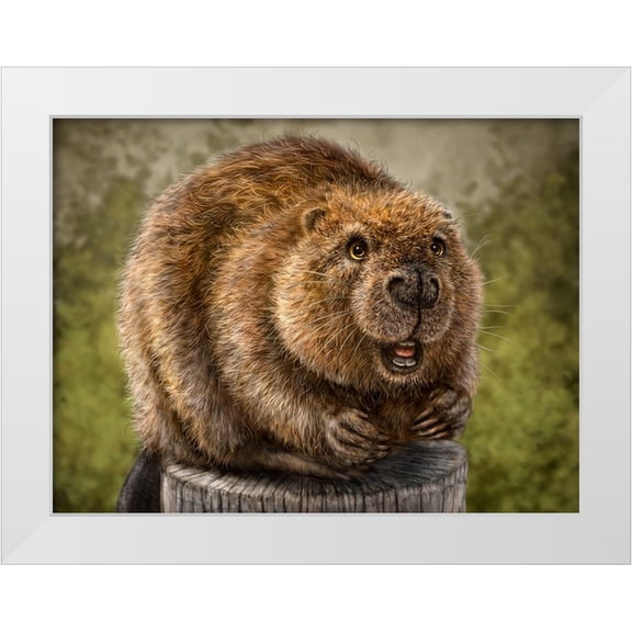 LaMontagne, Patrick 24x19 White Modern Wood Framed Museum Art Print Titled - Beaver Totem