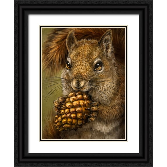 LaMontagne, Patrick 25x32 Black Ornate Wood Framed with Double Matting Museum Art Print Titled - Squirrel Totem