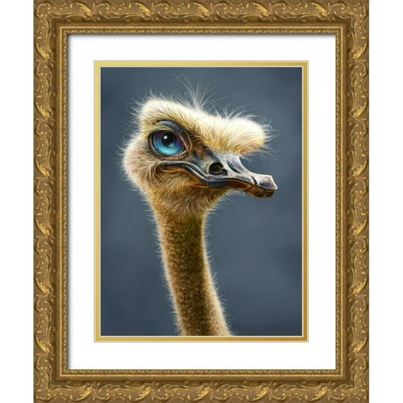 LaMontagne, Patrick 25x32 Gold Ornate Wood Framed with Double Matting Museum Art Print Titled - Ostrich Totem