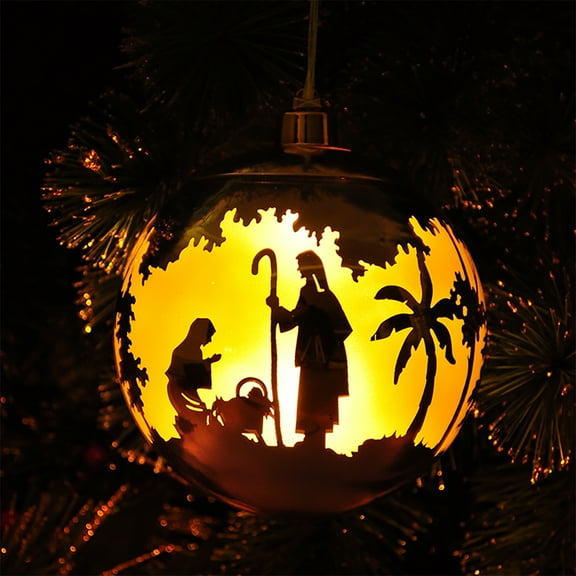 LaMuseCybèle Shatterproof Christmas Ball Ornaments,Engraving Deer Brown Big Ball Ornament Sliver,  Baubles Decor for Holiday Wedding Party (Man and Tree)