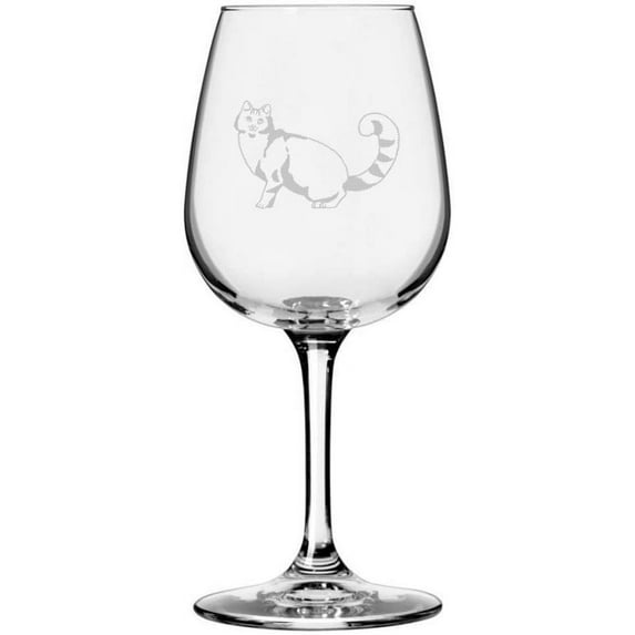LaPerm Side View Cat Themed Etched All Purpose 12.75oz Libbey Wine Glass