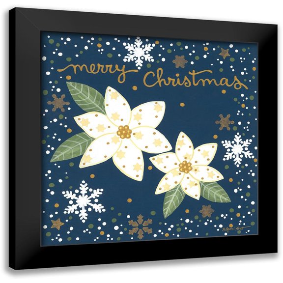LaPoint, Annie 12x12 Black Modern Framed Museum Art Print Titled - Silent Night Poinsettias