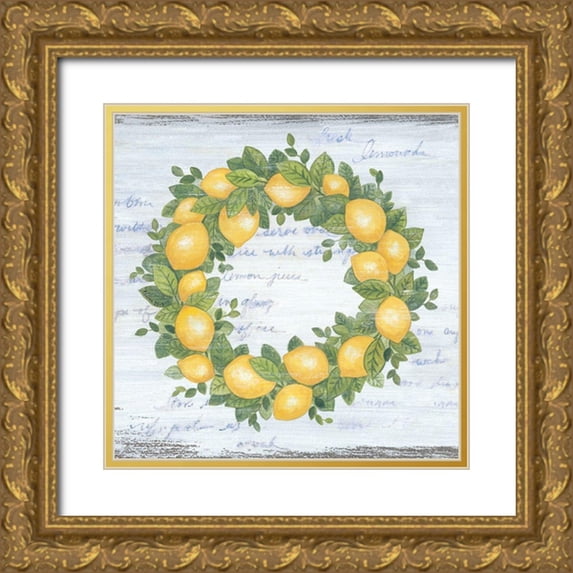 LaPoint, Annie 12x12 Gold Ornate Wood Framed with Double Matting Museum Art Print Titled - Lemon Wreath