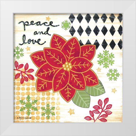 LaPoint, Annie 12x12 White Modern Wood Framed Museum Art Print Titled - Happy Noel Poinsettia