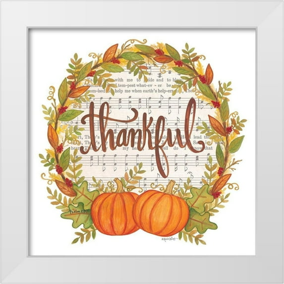 LaPoint, Annie 12x12 White Modern Wood Framed Museum Art Print Titled - Thankful Wreath