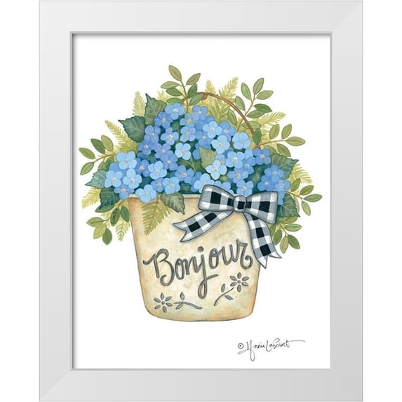 LaPoint, Annie 12x14 White Modern Wood Framed Museum Art Print Titled - Hydrangeas Bonjour
