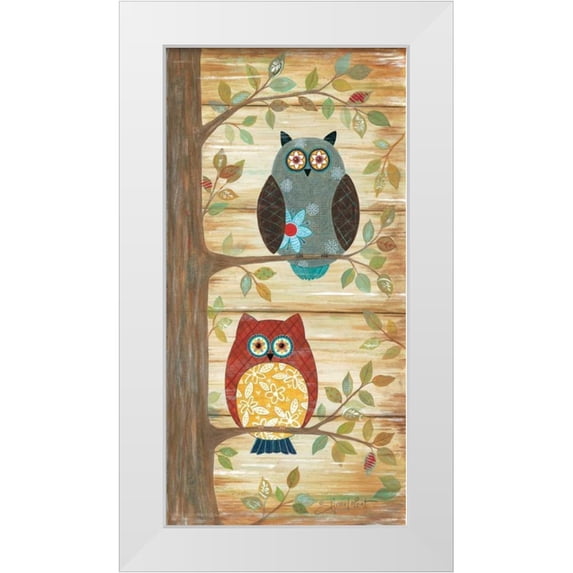 LaPoint, Annie 14x24 White Modern Wood Framed Museum Art Print Titled - Two Wise Owls