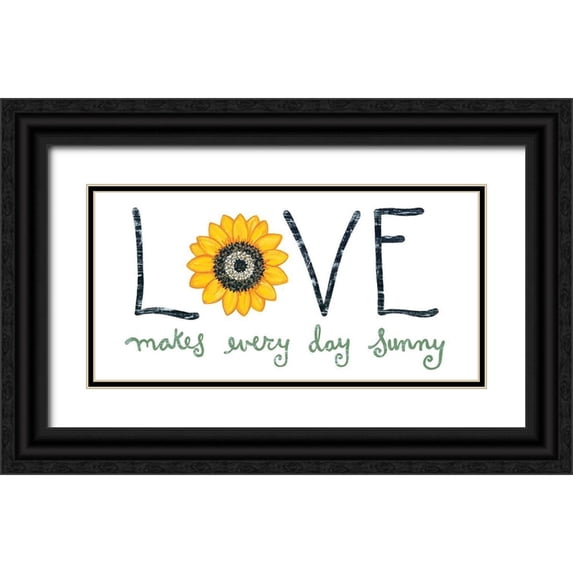 LaPoint, Annie 32x18 Black Ornate Wood Framed with Double Matting Museum Art Print Titled - Sunflower Love