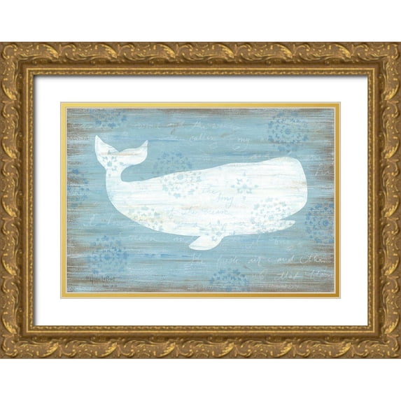 LaPoint, Annie 32x23 Gold Ornate Wood Framed with Double Matting Museum Art Print Titled - Ocean Whale