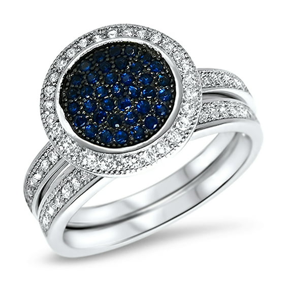 LaRaso Co 1.25 Carat CZ Wedding Ring Set in Sterling Silver for Women Size