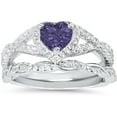 thumbnail image 1 of LaRaso & Co 1 Carat Amethyst February Birthstone CZ Wedding Engagement Ring Set 925 Silver Size 10, 1 of 5
