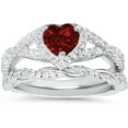 thumbnail image 1 of LaRaso & Co 1 Carat Garnet January Birthstone CZ Wedding Engagement Ring Set 925 Silver Size 5, 1 of 5