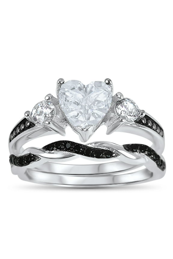 1 Carat Heart Cut White Diamond CZ CZ Wedding Engagement Ring Set for Women Size 9