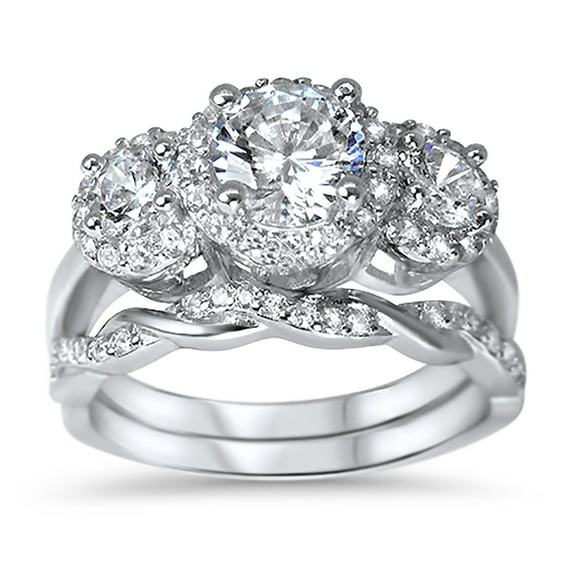LaRaso Co 2 Carat TW Vintage CZ Wedding Ring Set in Sterling Silver for Women Size 5