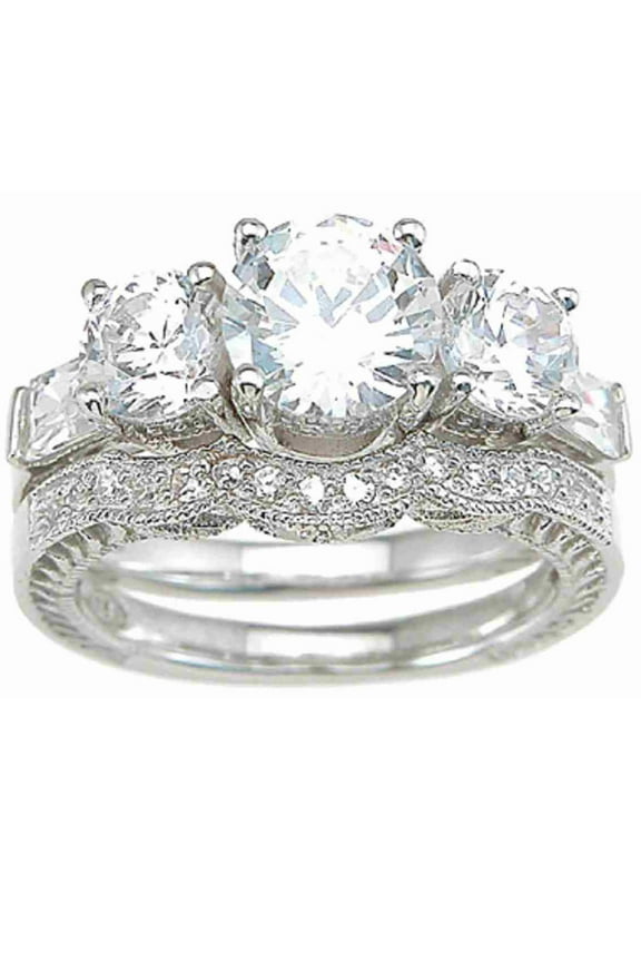 LaRaso Co 3 Carat TW Vintage Style CZ Wedding Rings Set for Women Size 11