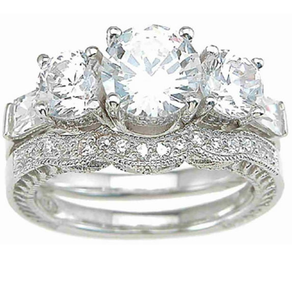 LaRaso Co 3 Carat TW Vintage Style CZ Wedding Rings Set for Women Size 9