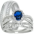 thumbnail image 1 of LaRaso & Co His Her Wedding Ring Set Blue Sapphire CZ TRIO Couples Rings 10/9, 1 of 7