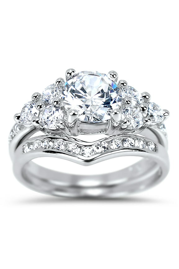 CZ Engagement Wedding Bride Set Engagement Rings for Women Size 7