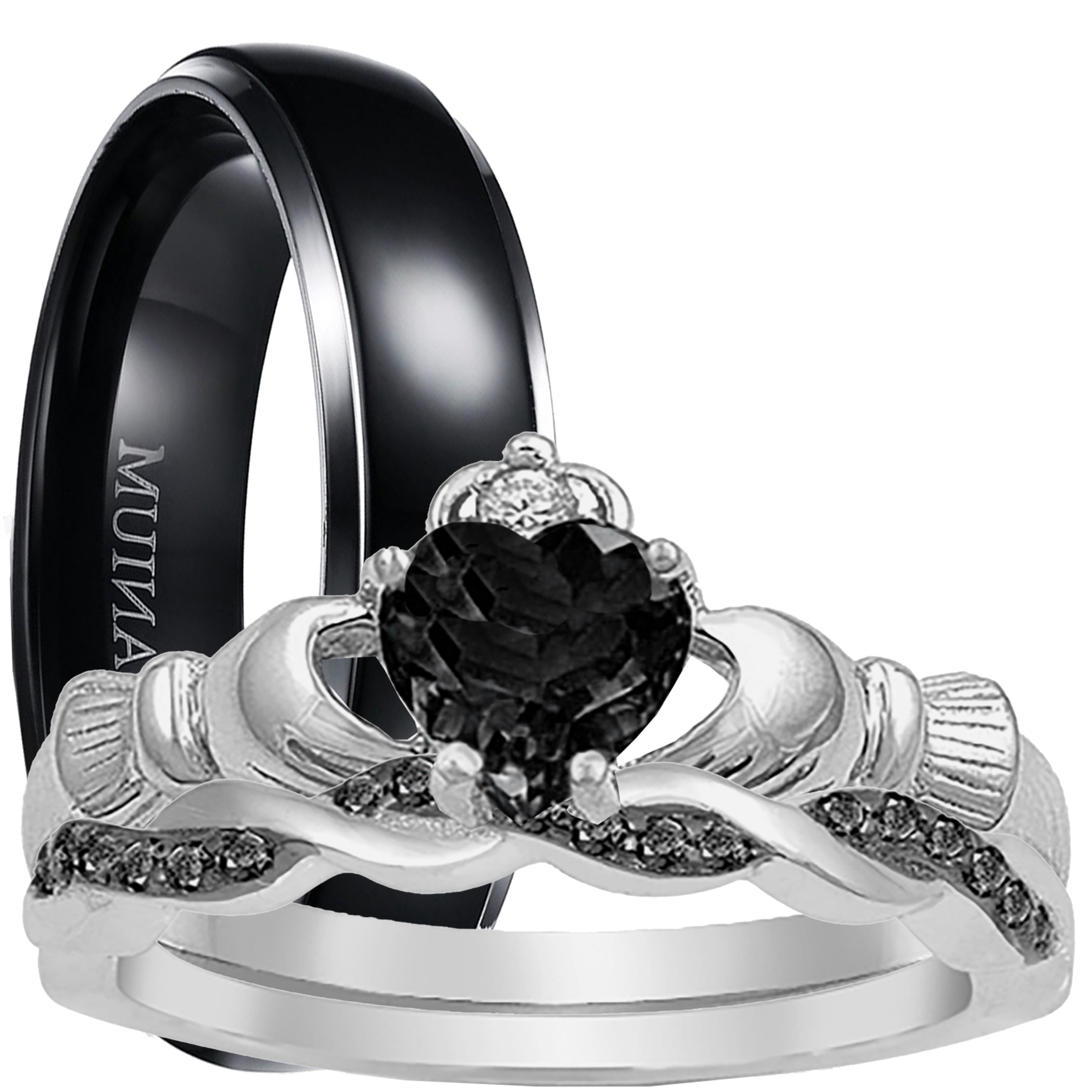 LaRaso & Co Matching His and Hers Celtic Claddagh Wedding Ring Set LaRaso & Co Matching His and Hers Celtic Claddagh Wedding Ring Set