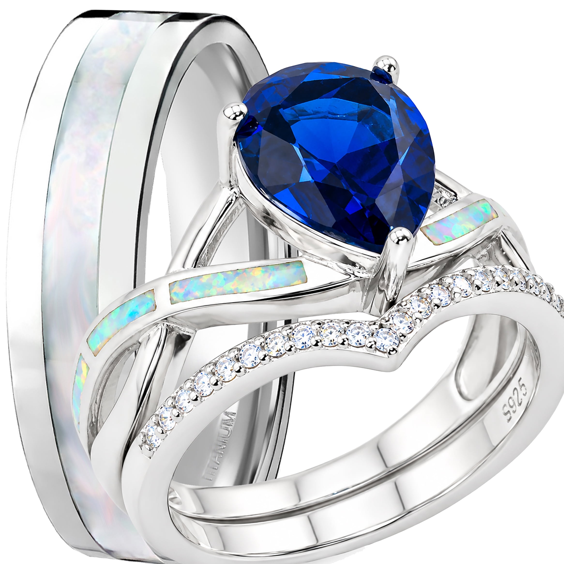 LaRaso & Co His Her TRIO Wedding Ring Set Matching Rings Couples LaRaso & Co His Her TRIO Wedding Ring Set Matching Rings Couples