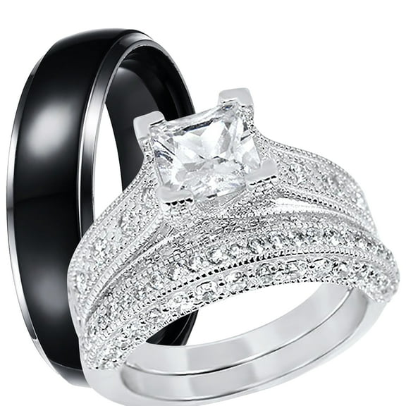 LaRaso & Co Vintage His Her Wedding Set TRIO Couples Engagement Rings Men Women 5/9