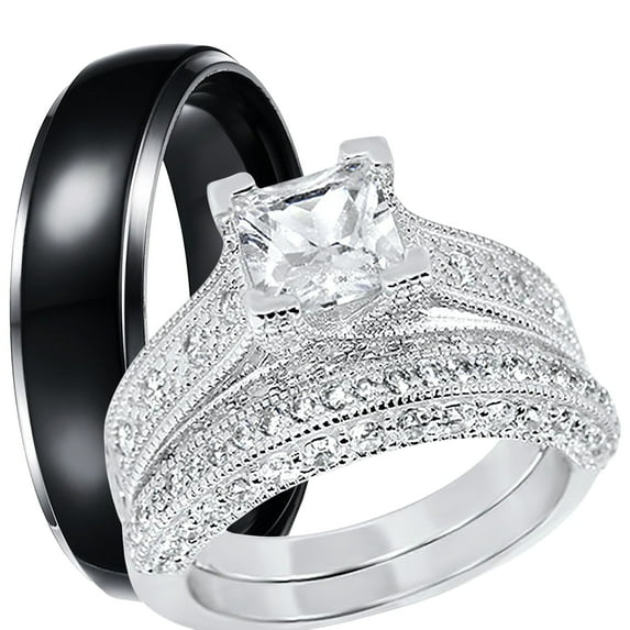 LaRaso & Co Vintage His Her Wedding Set TRIO Couples Engagement Rings Men Women 7/8