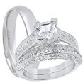 thumbnail image 1 of LaRaso & Co His Her TRIO Wedding Rings Set Couples Rings Sterling Silver Wedding Engagement Rings 6/13, 1 of 7