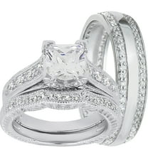 LaRaso & Co Silver Wedding Ring Set TRIO His Her Engagement Rings Men Women 5/9