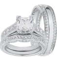 thumbnail image 1 of LaRaso & Co Silver Wedding Ring Set TRIO His Her Engagement Rings Men Women 8/11, 1 of 7