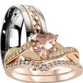 thumbnail image 1 of LaRaso Co His Her Wedding Ring Set 3 Piece TRIO Silver Titanium Couples Bands 10 10, 1 of 5