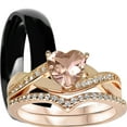 thumbnail image 1 of LaRaso Co His Her Wedding Ring Set 3 Piece TRIO Silver Titanium Couples Bands 6 11, 1 of 5