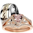 thumbnail image 1 of LaRaso Co His Her Wedding Ring Set 3 Piece TRIO Silver Titanium Couples Bands 7 11, 1 of 6