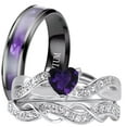 thumbnail image 1 of LaRaso Co His Her Wedding Ring Set 3 Piece TRIO Silver Titanium Couples Bands 7 13, 1 of 4