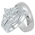 thumbnail image 1 of LaRaso & Co His Her Wedding Ring Set Set Silver Marquise Couples Engagement Bands Men Women (9/14), 1 of 8